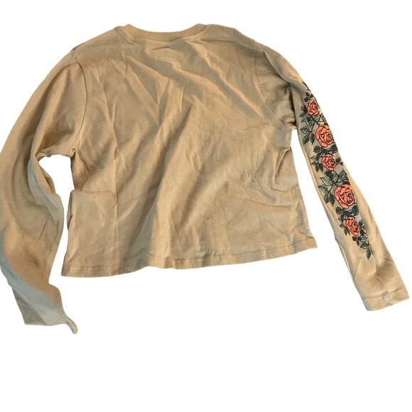ONeill Surf girls Beige Rose floral Graphic Long Sleeve Crop Top M 10-12 - Picture 4 of 7